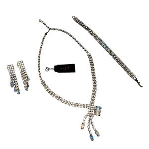 NEW Vintage Set Rosa Genuine Austrian Crystal Earrings Necklace Bracelet Matchin